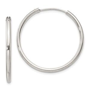 2mm, Sterling Silver, Endless Hoop Earrings - 29mm (1 1/8 Inch)